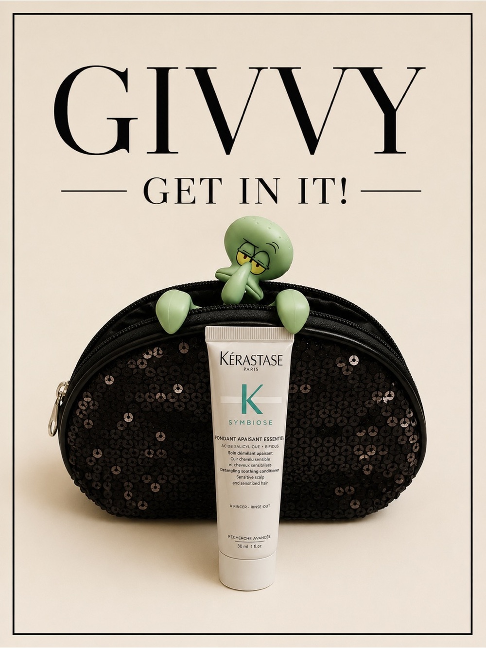 Kérastase Symbiose Soothing Hair Treatment with Black Sequin Pouch